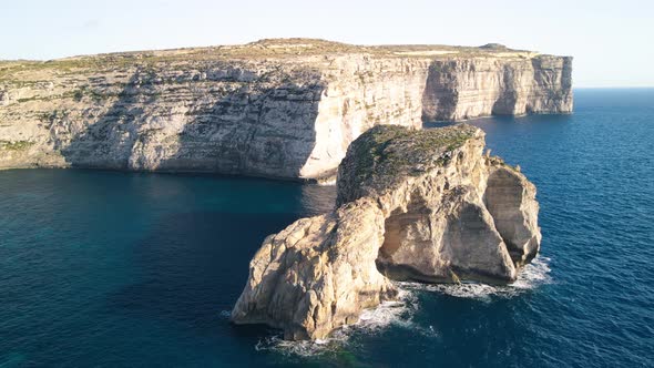 Aerial View of Fungus Rock in Dwejra Bay Gozo