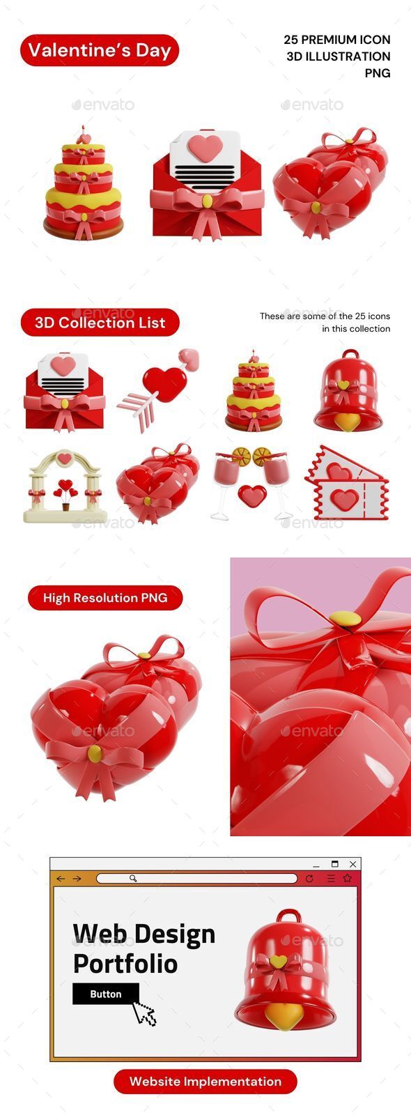 Valentine Day 3D Illustration