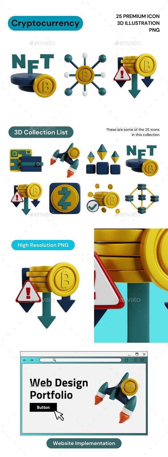 Cryptocurrency 3D Illustration