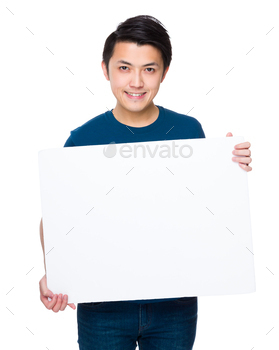 Asian man show with the white board