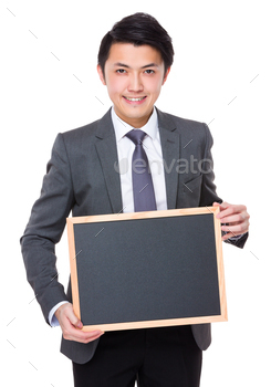 Businessman show with empty board