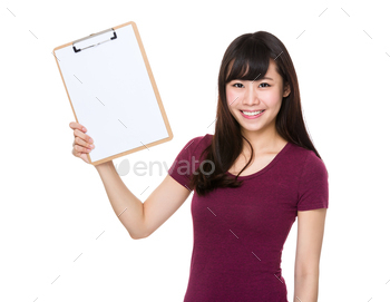 Woman show with clipboard