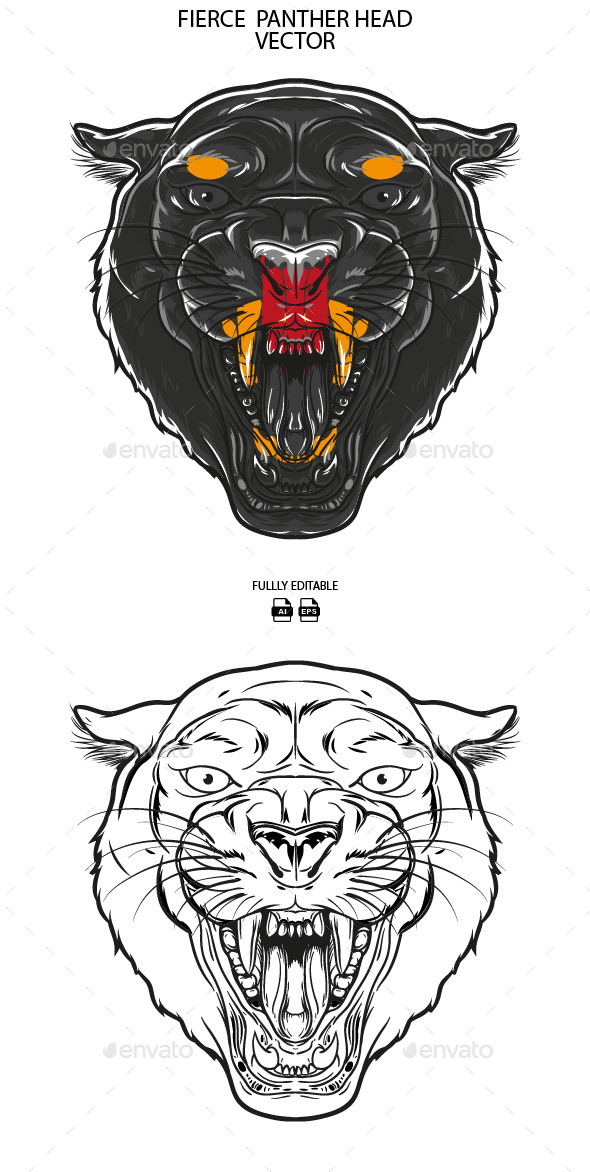 black panther head illustration