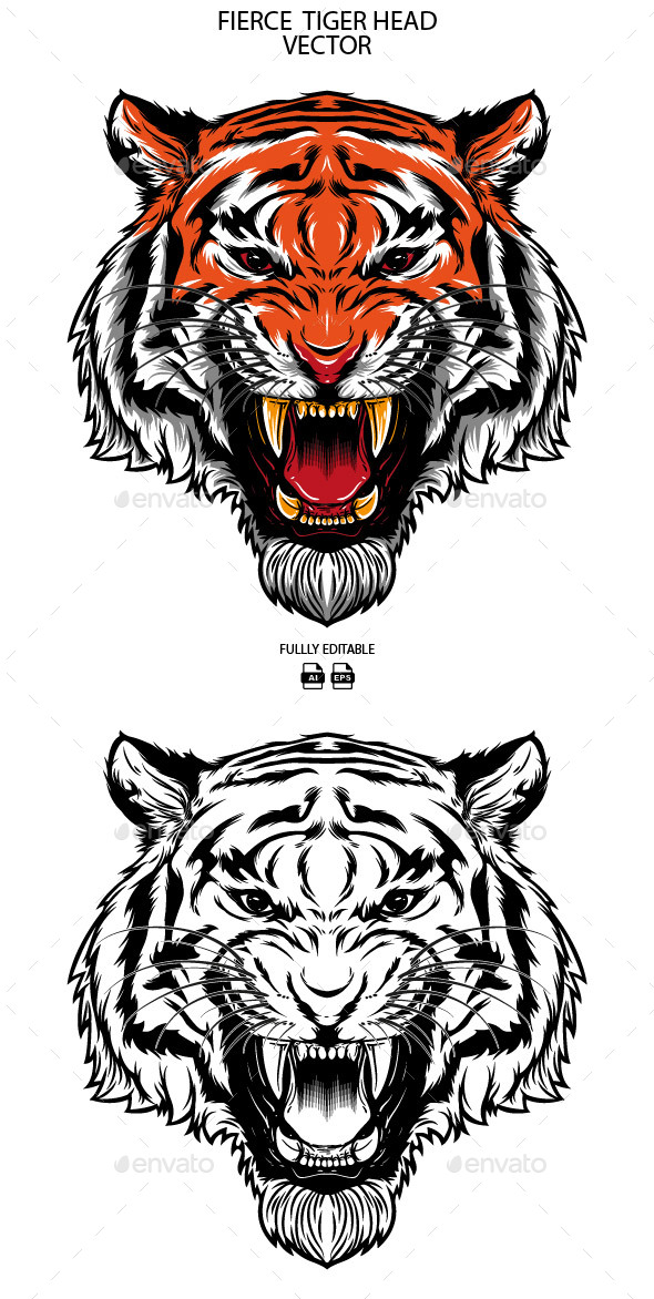 fierce tiger head illustration