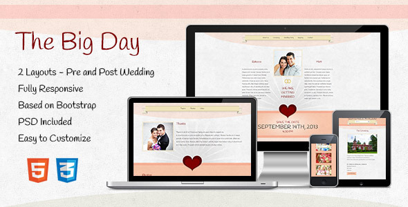 The Big Day - Responsive One-Page Wedding Template