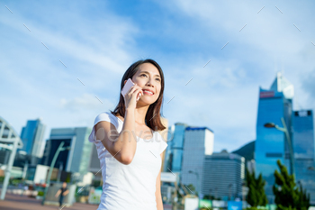Woman talk to mobile phone
