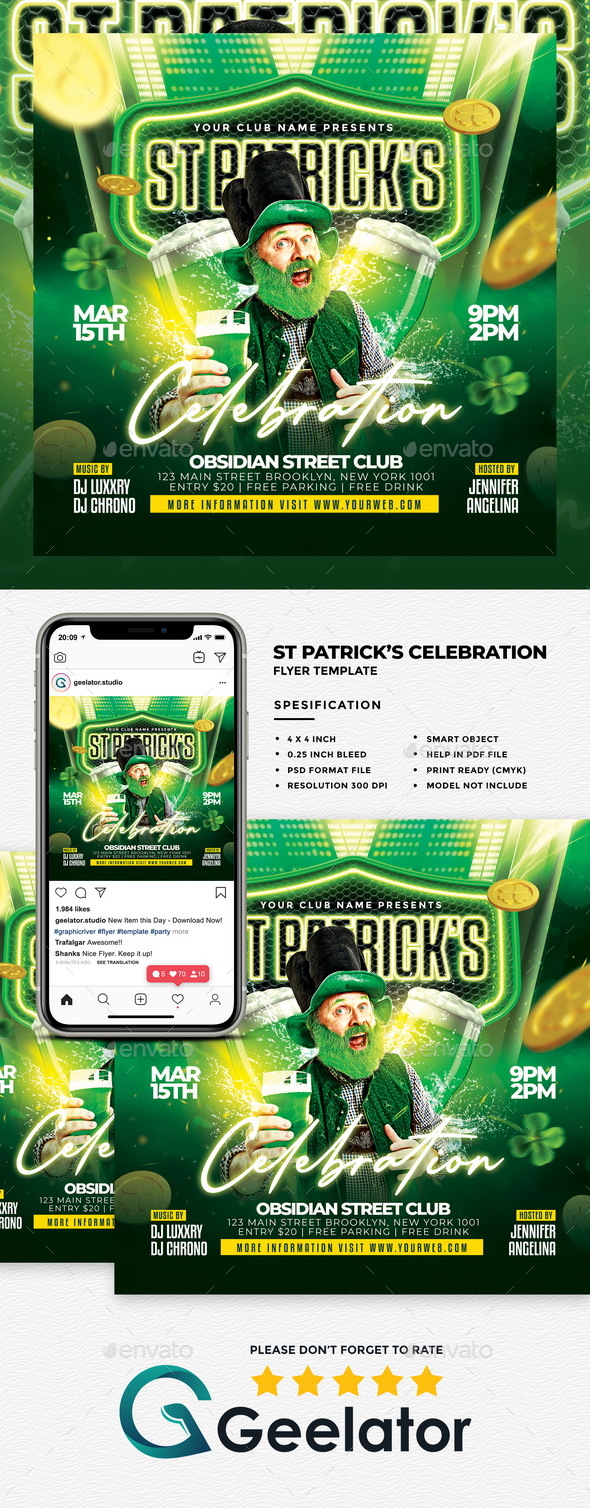 St Patrick Celebration Flyer Template