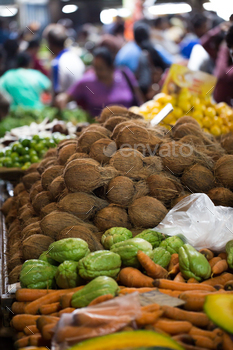 Selection of vegetables from the farmer's market in Mauritius. The Indian national market.