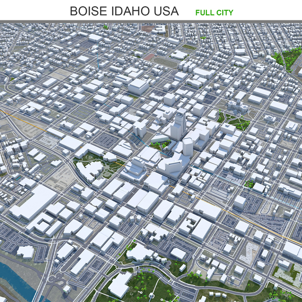 Boise Downtown city Idaho 3d model 5km