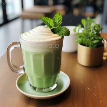 Mint latte with chocolate - AI generated