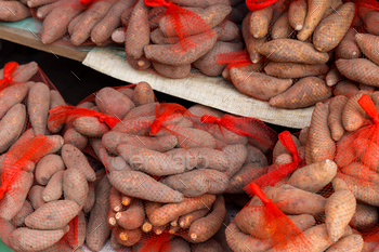 Stack of sweet potato sell in the market