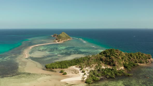 Tropical Island with Sandy Beach Philippines Palawan