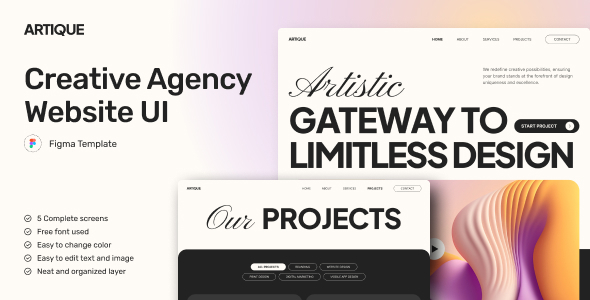 Artique - Creative Agency Website Figma Template