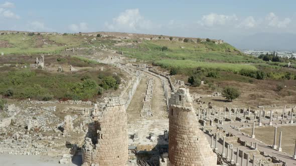 Drone Video of the Greek Old Historic Ancient City Archaeological Excavation