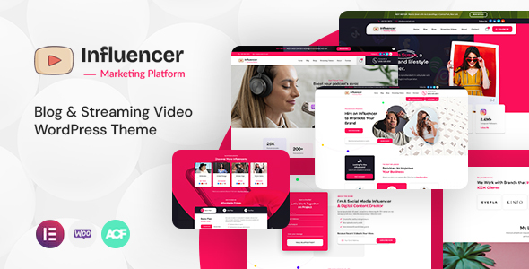 Influencer - Personal Blog & Streaming VideoTheme