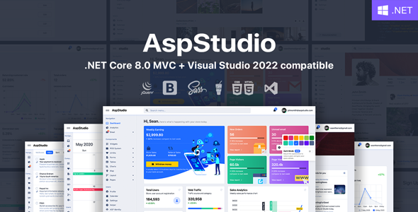 AspStudio - ASP.NET Core 8.0 MVC Bootstrap 5 Admin Template