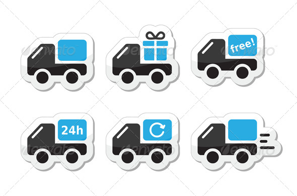 Delivery Car, Shipping Vector Icons Set