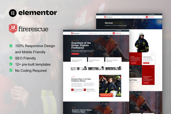 FireRescue - FireFighter & Fire Department Elementor Template Kit