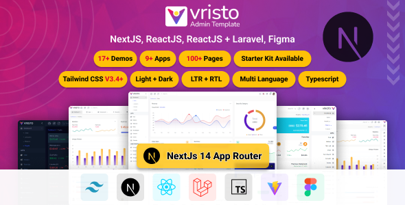 Vristo – Multipurpose Tailwind NextJS App Router, ReactJS Admin Template