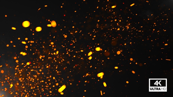 Flying Fire Particles Background Looped V4