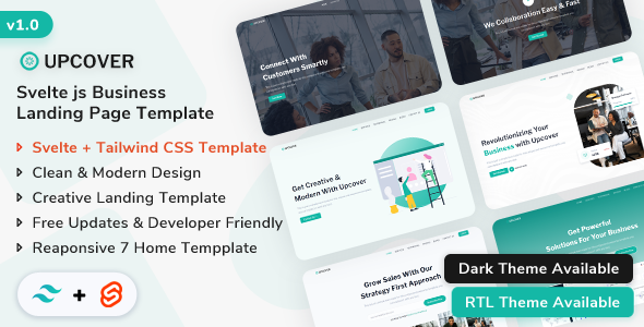 Upcover - Svelte Js Business Landing Page Template