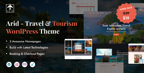 Arid - Travel & Tourism Booking ElementorTheme