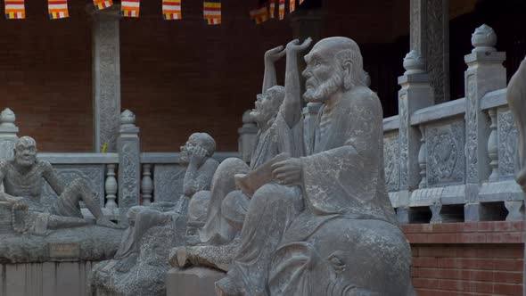 Sculptures of Arhats in Ho Quoc Pagoda Vietnam