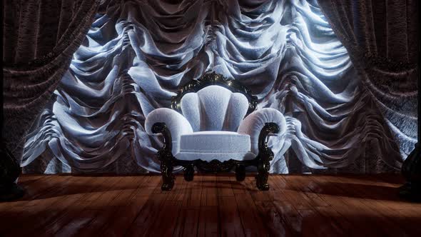 Luxurious Theater Curtain Stage with Chair alt