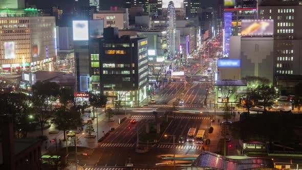 Nagoya Main Highway Traffic Night Flow Timelapse