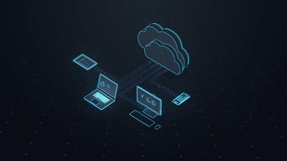 Computer Network Cloud Concept. Mobile devices  receiving data from the cloud.