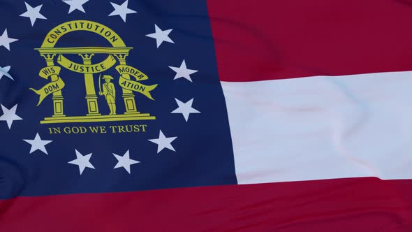 Flag of Georgia State Region of the United States Waving at Wind