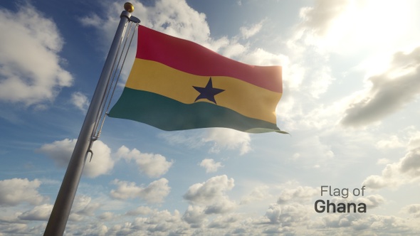 Ghana Flag on a Flagpole