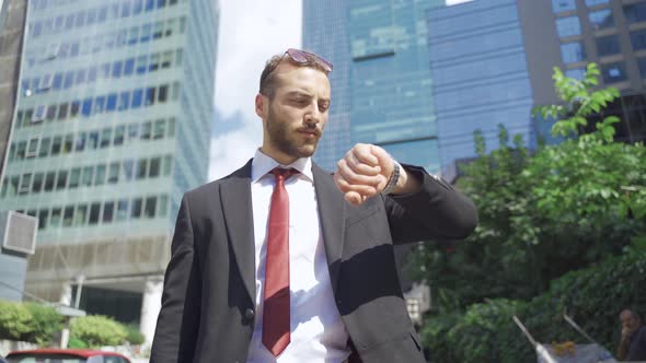 Businessman goes to work.