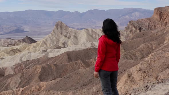 Asian Woman Hiking In Death Valley