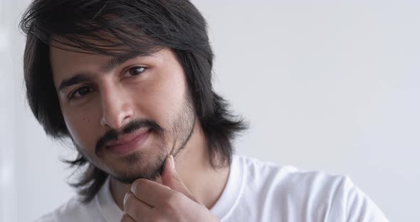 Handsome Indian Man Facial Grooming Morning