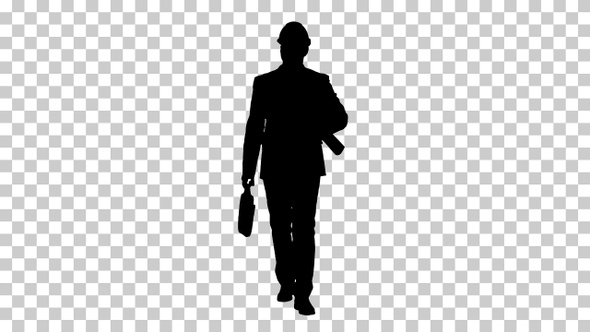 Silhouette Male architect walking, Alpha Channel alt