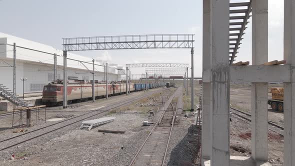 Samtskhe-Javakheti, Georgia - August 22 2021: Aerial view of Akhalkalaki railway station