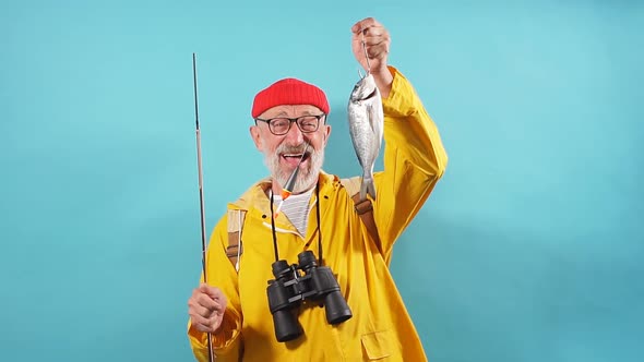 Depressed Old Fisherman Is Crying. He Couldn't Catch Many Fish