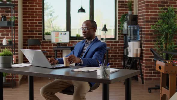 Company Employee Analyzing Executive Website Report