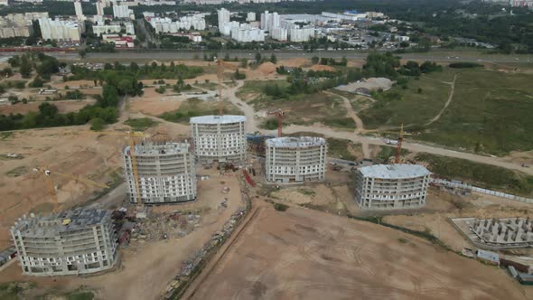 Construction site for a new city block. Construction work