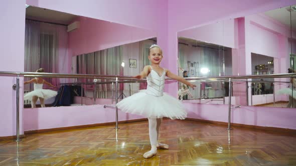 Graceful girl practicing ballet in the Studio. Ballerina. Slow motion