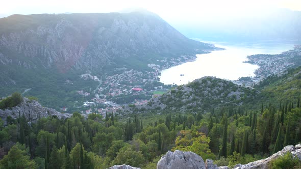 Bay of Kotor Surrounded By Mountains