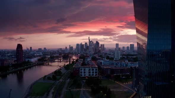 Aerial Wide Shot of Frankfurt Am Main