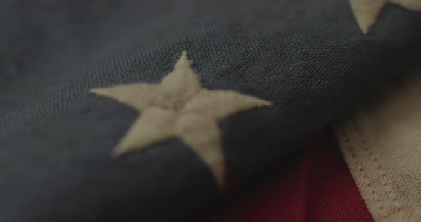 Detail of American flag with 13 stars of the revolution