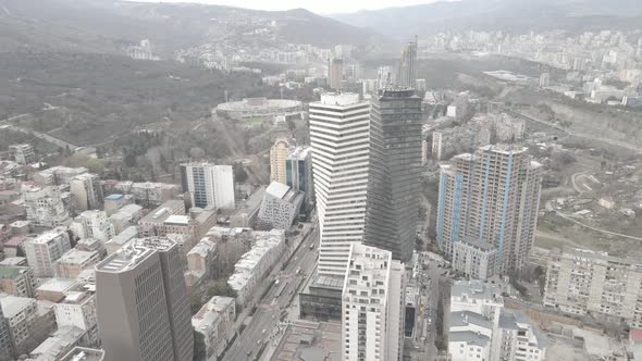 Aerial view of Chavchavadze avenue in Tbilisi, Georgia 2021 spring