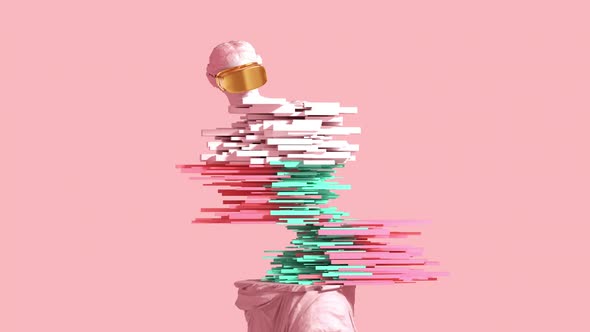 3D Glitch Of venus De Milo On Pink Background