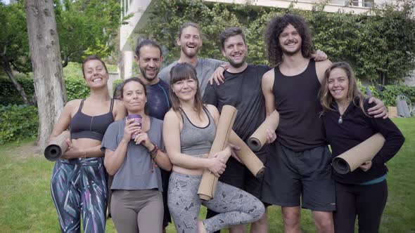 Yoga Group Smiling at Camera Outdoor