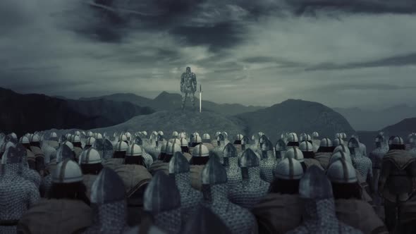 Knight Stand In Front His Soldiers