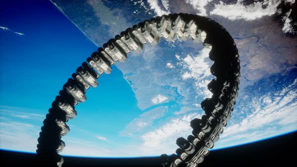 Futuristic Space Station on Earth Orbit