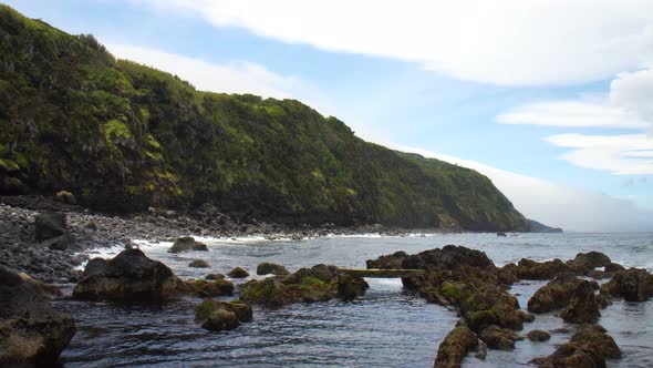 Sao Miguel Island Cliff and Atlantic Ocean, Beautiful Landmarks in the Azores Islands